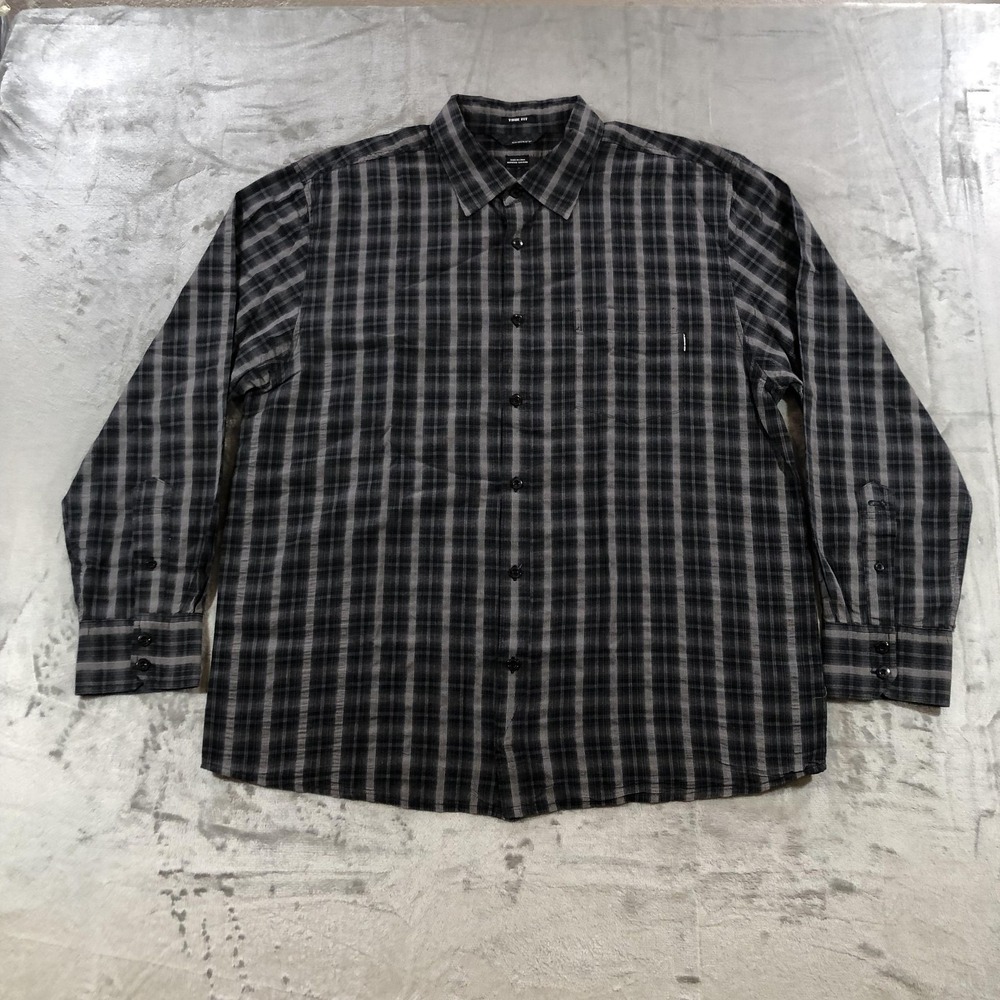 Oakley Shirt Mens 2XL Black Gray Plaid Long Sleeve Button Down True Fit Cotton